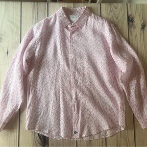 Pink House Mustique White & Pink Patterns Linen Shirt